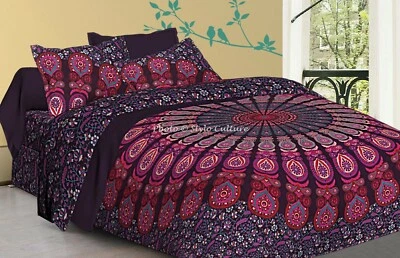Indian Mandala Doona Duvet Cover Quilt Bedding Blanket Queen Handmade Cotton Art - image 1 of 3