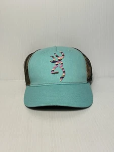 Browning Buckmark Hat Cap Snap Back Brown Green Camo Logo Hunting Mesh Back NEW - Picture 1 of 7