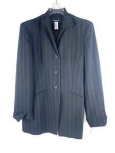 Jones New York Blazer Jacket Women's Sz 4 Black Pin Stripe Suit Pockets Work NWT