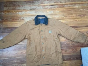 Size 10-12 Kids Carhartt Jacket Canvas Heavy Lined Coat Workwear Outdoors - Picture 1 of 14