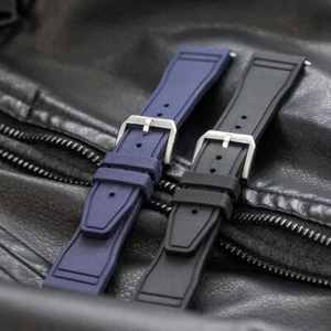 B & R Bands Rubber Pilot Style Watch Band Straps - Quick Release 20mm 21mm 22mm - Picture 1 of 11