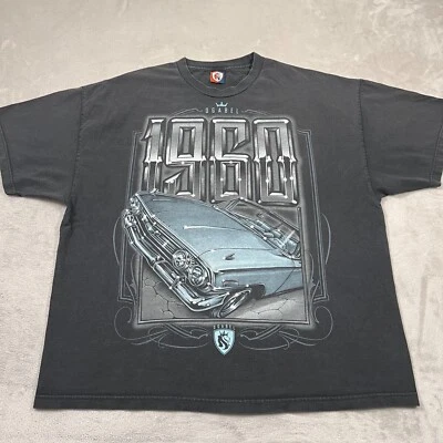 Camisa OG Abel Para Hombres 3XL XXXL Negra Desteñida 1960 Impala Lowrider Gráfico Desteñido Y2K Foto 1 de 4
