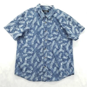 Coastal Hemd Herren XL blau weiß Federn 100% Baumwolle Kurzarm Knopfleiste - Bild 1 von 11