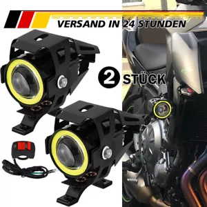 2x LED Motorrad Angel Eye Scheinwerfer LED Frontscheinwerfer Universal Weiß - Bild 1 von 9