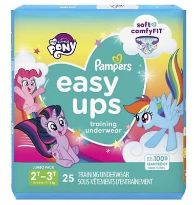 (2) Ropa interior de entrenamiento Pampers Easy Ups para niñas y niños talla 2T-3T My Little Pony Foto 1 de 4