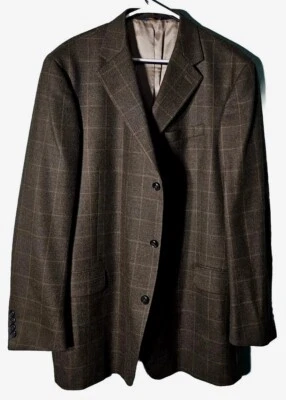 T.HARRIS Londres-Marrón Ventana Lana de Cordero Sarga, Hombre 3B/CV, Abrigo Deportivo-(46.L) Foto 1 de 4