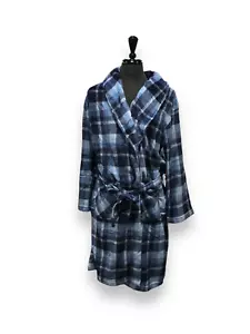 CASUAL TIME - Men's Plaid Plush Micropolar Robes - Picture 1 of 2