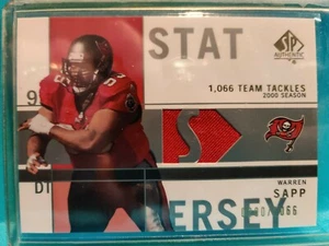 2001 SP Authentic Warren Sapp Stat Jerseys Card #SP-WS2  /1066 Buccaneers NM+ - Picture 1 of 5