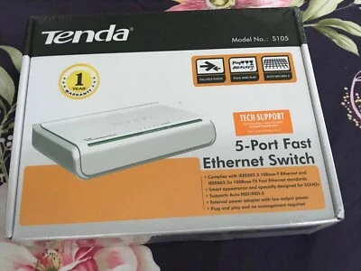 Tenda 5-port Unmanaged Ethernet Switch – 5 x 10/100 Mbps plug-and-play, Desktop - Image 1 of 2