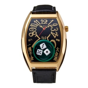 Frank Miura King Macau Gamble Wrist Watch FM12-GDBK Gold Bezel Black Dial Quartz - Picture 1 of 7