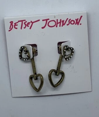 BRINCOS DE BARRA DE CORAÇÃO BETSEY JOHNSON US$ 48 NOVOS COM ETIQUETAS - JC300 - Imagem 1 de 4