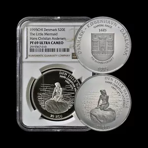 DENMARK. 1995, 20 ECU, Silver - NGC PF69 - Top Pop 🥇 Little Mermaid, Copenhagen - Picture 1 of 7