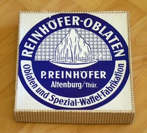 Alte Pappschachtel " Reinhöfer Oblaten " Dessert Oblaten P. Reinhöfer Altenburg - Bild 1 von 3