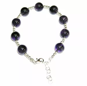 PULSERA de AMATISTA 1ª calidad y PLATA de LEY 925. Nueva y Estuche. 17 a 19 cm - Imagen 1 de 6