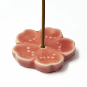Quemador De Incienso Y Palo De Soporte De Cerámica Flor De Cerezo Japonés - Imagen 1 de 2
