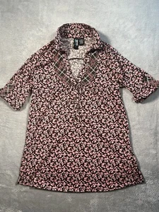Vintage Weavers Womens XL Floral Short Roll Tab Sleeve Stand Up Collar Shirt - Picture 1 of 9