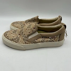 Taos Rubber Soul Tan Branch Floral Canvas Slip On Sneakers Women's Size 6.5 - Picture 1 of 7