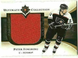 2005/06 ULTIMATE COLLECTION PETER FORSBERG PREMIUM SWATCH #61/75 FLYERS JERSEY