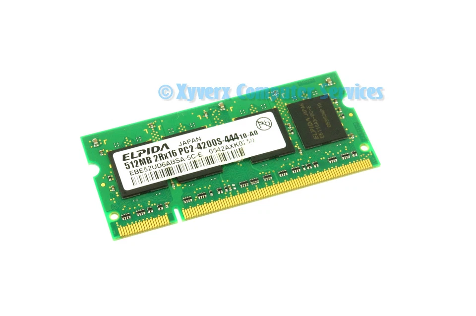 EBE52UD6ABSA-5C-E GENUINE ELPIDA LAPTOP MEMORY 512MB2RX16 PC2-4200S-444 (CA62) - Image 1 of 2