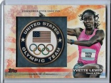 SWEET 2012 TOPPS OLYMPIC YVETTE LEWIS USOC PIN CARD ~ TRACK & FIELD ~ PANAMA