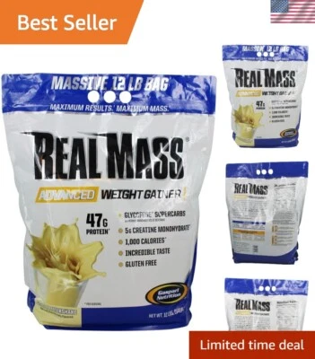 Masa real, ganador de peso avanzado, alto en proteínas, carbohidratos Gycofuse y creatina... Foto 1 de 4