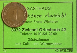 Streichholzetikett 8372 Zwiesel Griesbach (STH-9) - Picture 1 of 1