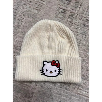 Boné Hello Kitty gorro creme inverno criança malha com nervuras - Imagem 1 de 4