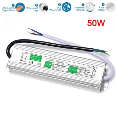 Fuente de alimentación LED impermeable 110V a CC 12V convertidor de voltaje adaptador transformador Foto 1 de 4