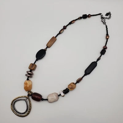 SILPADA N1787 Hammered Sterling Silver & Brass Double Teardrop Pendant Necklace - Image 1 of 4