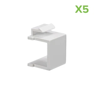 5 X BLANK KEYSTONE JACK INSERT ADAPTER WHITE - Picture 1 of 3