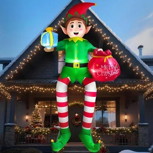 Decoración Exterior Inflable Navidad 10FT, Elfo Sentado Inflable Navidad B - Imagen 1 de 6
