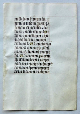 Ca.1470 plain Book of Hours manuscript leaf,Latin,France. - Image 1 of 2