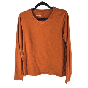 J Crew Girlfriend Tee Slub Knit Cotton Crew Neck Long Sleeve Orange L - Picture 1 of 5