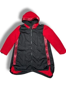 Rot Schwarz Kapuze Longline Zip Jacke Streetwear Style Gr. XL Unikat Design - Bild 1 von 14
