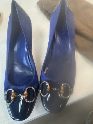 Винтажные синие фирменные туфли-лодочки Gucci Horsebit на каблуках размер 40...размер 10 США - Изображение 1 из 3