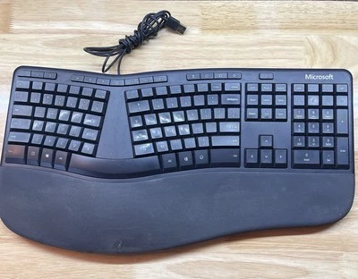 Microsoft Ergonomic Full size USB Wired Mechanical Keyboard Black Model 1878 - Image 1 of 4