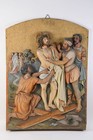C66U58- Holz Relief Auferstehung Christi geschnitzt gefasst 19./20.Jh