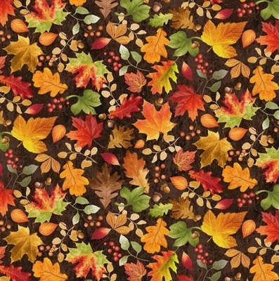 BOLT END 34 INCHES Timeless Treasures Gather Fall Leaves Cotton Fabric - Image 1 of 4