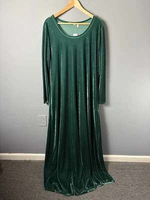 NUEVO CON ETIQUETAS SUAVE ENTORNO Talla 1X Santiago Maxi Vestido Elástico Terciopelo Joya Verde Foto 1 de 4