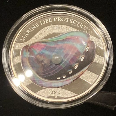 Rainbow Of The Sea Marine Life Protection 1 Oz Silver Coin Featuring Pearl - Image 1 of 4