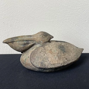 Vintage 1930s Hubley Cast Iron Pelican Ashtray Incense Burner Inkwell Heavy RARE - Picture 1 of 12