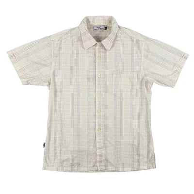 Camisa Giorgio Armani Para Hombre XL Beige Patrón a Cuadros Manga Corta Con Botones Foto 1 de 4