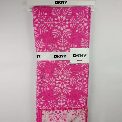 DKNY 50x70 Gráfico Copo de Nieve Decorativo Manta Rosa Blanco Foto 1 de 4