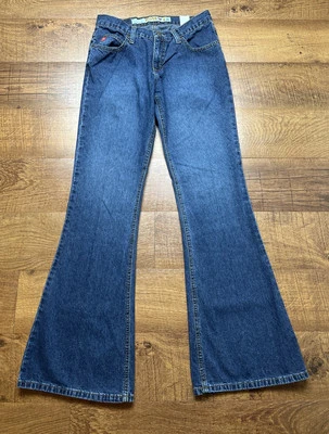 Vintage Y2K Dark Wash Mudd Jeans flare Bell bottoms Ultra Wide Leg size 7 - Image 1 of 4