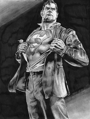 Clark Kent Superman dibujo a lápiz y tinta DC Comics superhéroe Foto 1 de 2