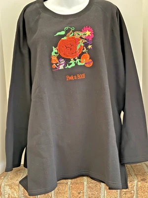 Quacker Factory Feminino 3X Preto Halloween Peek a Boo! Moletom enfeitado - Imagem 1 de 4