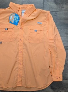 Columbia PFG Bahama Shirt Womens Xl Orange Vented Fishing Casual Outdoor - Picture 1 of 7