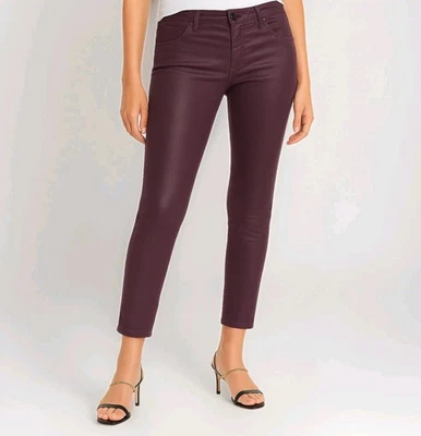 Pantalones de mezclilla AG Farrah ajustados al tobillo para mujer recubiertos de púrpura tiro alto 27R mezcla de algodón Foto 1 de 4