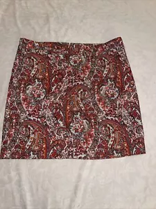 Falda Ann Taylor Loft roja blanca cachemira lápiz elástica por encima de la rodilla para mujer talla 16” - Imagen 1 de 14