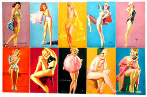 LOT OF 10 EARL MORAN 1943 (HOT-CHA GIRLS) PINUP MUTOSCOPE CARD